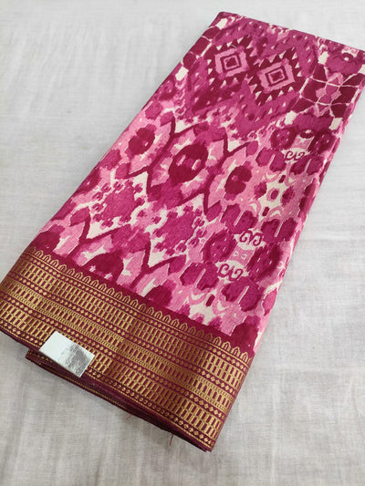 445001 Designer Print Chanderi Silk Saree - Wine