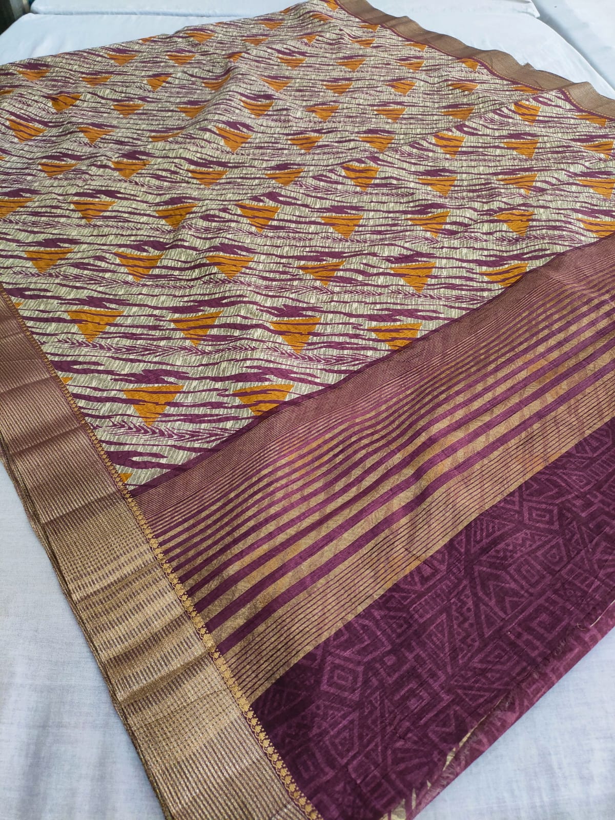 445002 Designer Print Chanderi Silk Saree