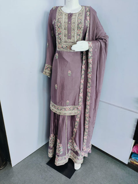 154001 Design Party Wear Chinon Shara Set With Gota Patti  Work