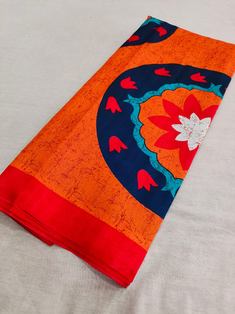 508006 Ajrakh Printed Bhagalpuri Silk Saree
