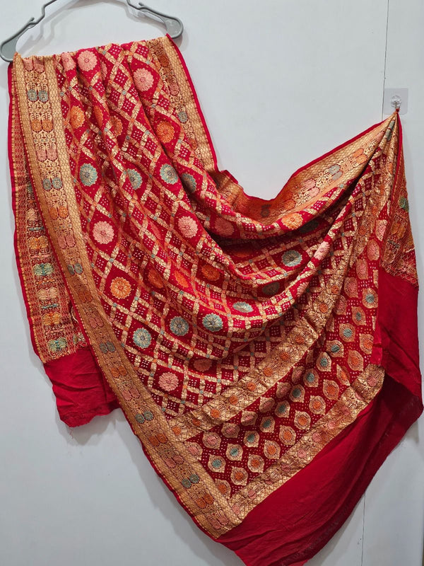 8078 Real Neemjari Pure Khaddi Georgette Bandhani Dupatta