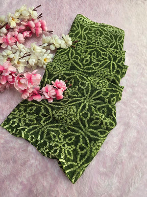 751002 Rajwadi Chiffon Traditional Bandhani Saree - Green