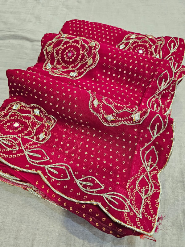 716006 Original Rajasthani Bandhani Saree with Gotta Work