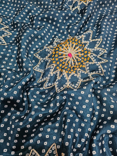 780003 Fancy Designer Semi Party Wear Bandhani Gotta Patti Sarees - morepankhi blue (665004)