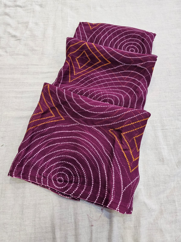 704004 Soft Chiffon Rajwadi Bandhani Print Saree - Wine