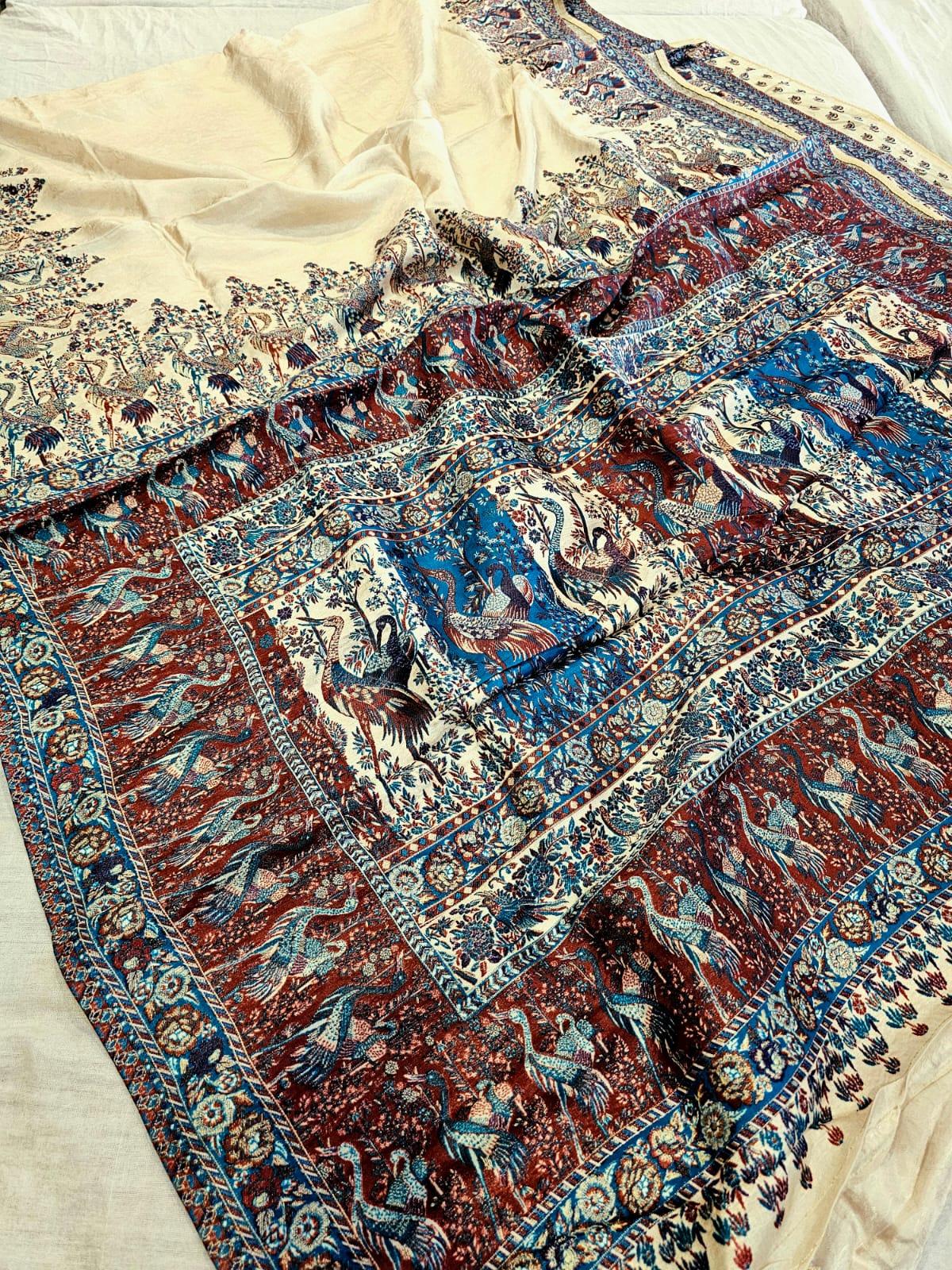 699002 Kashmiri Pashmina Work Saree on Kashmiri Mulberry Silk