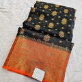 780015 Banarasi Soft Silk Dual Shade Saree With Antique Zari (730004) black