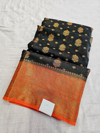 780015 Banarasi Soft Silk Dual Shade Saree With Antique Zari (730004) black