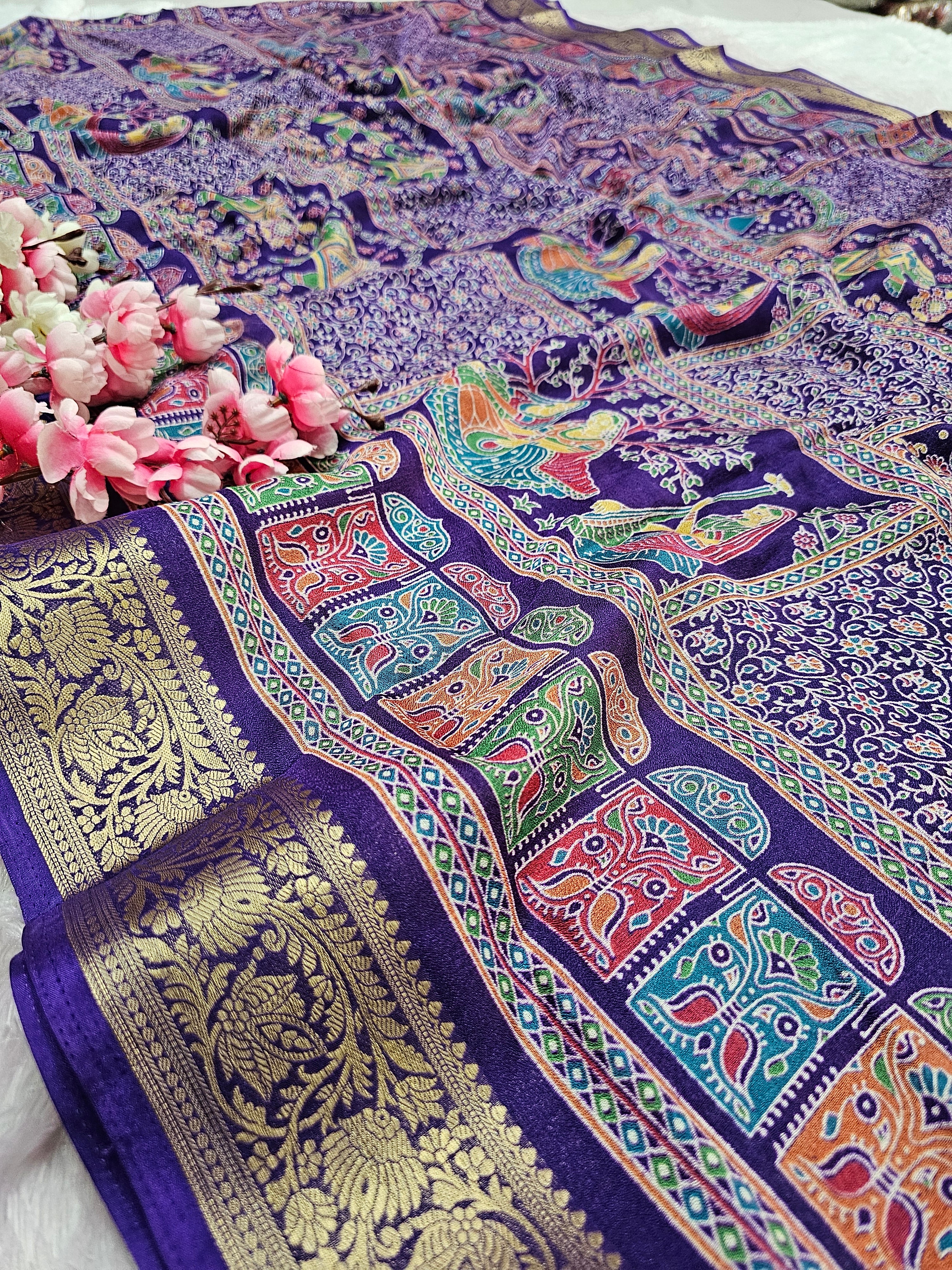 626009 हैवी जॉर्जेट डिजिटल प्रिंट साड़ी