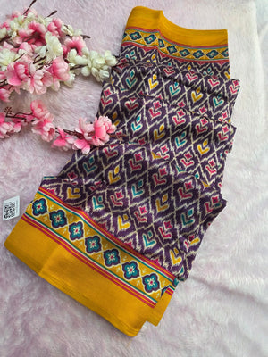 CA1525 Soft Silk Designer Patola Print Saree - Purple