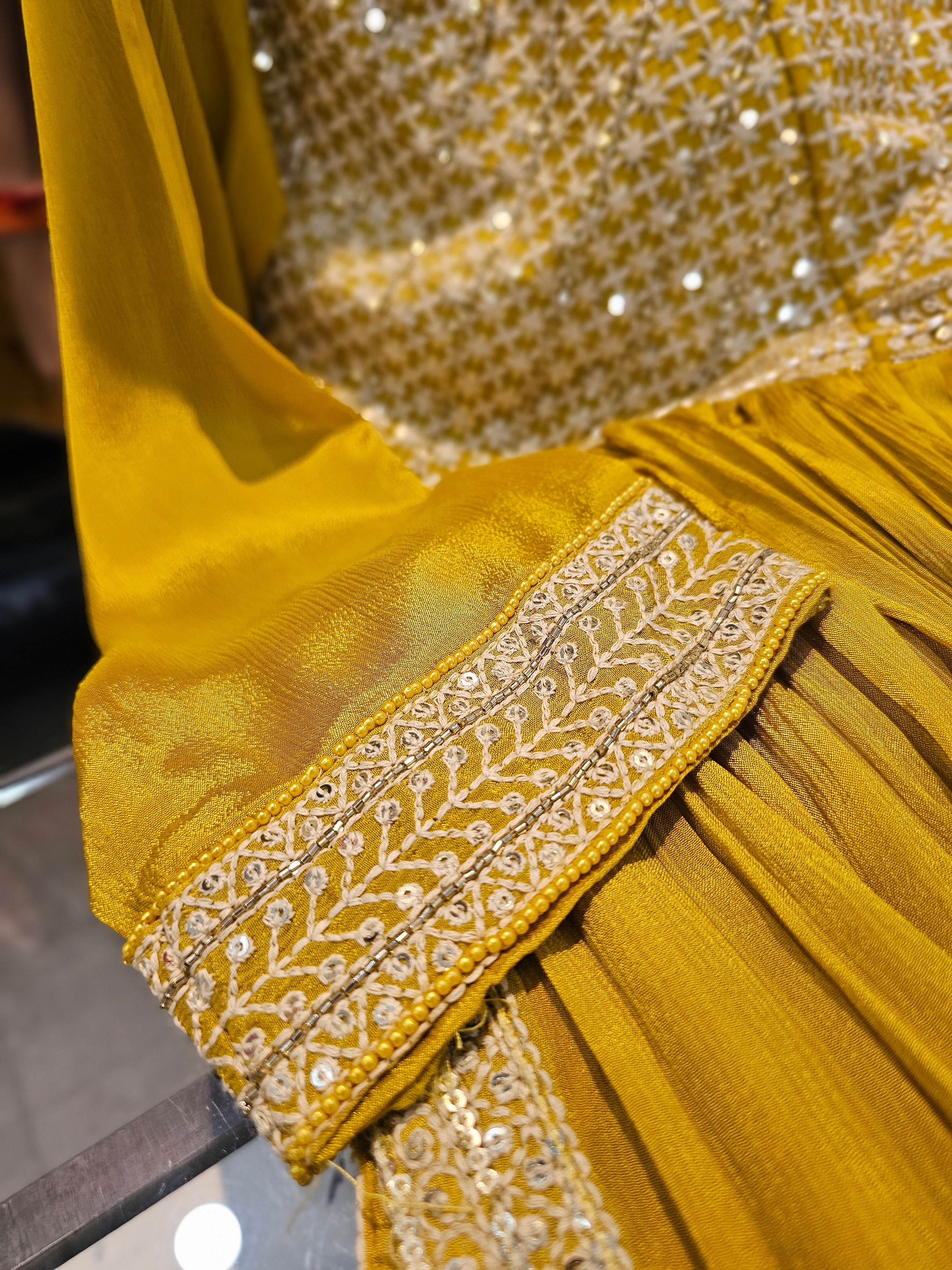 0755 Premium Designer A Line Lucknowy Work Dress With Plazzo and Dupatta