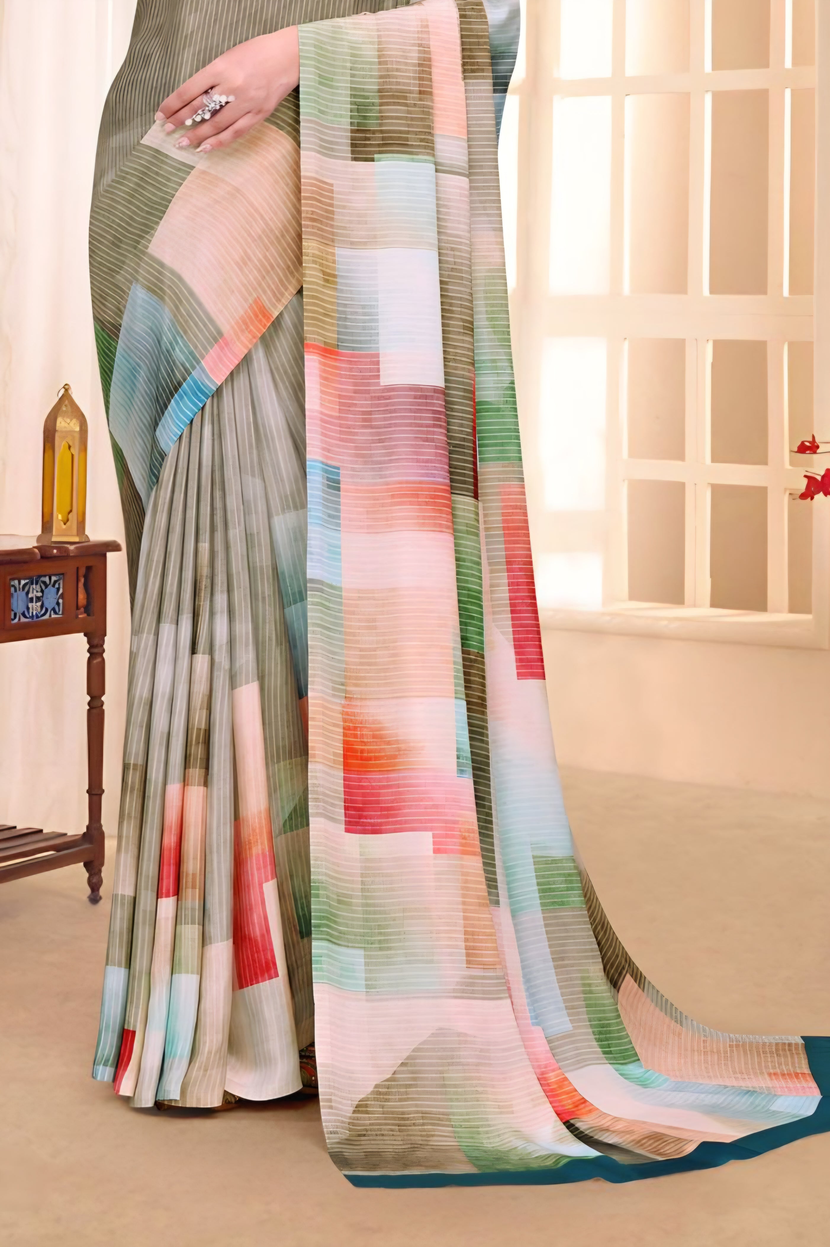 986008 Stylish Digital Print Very Soft and Premium Italian Crepe Silk Saree