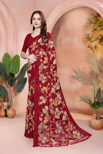 972002 Very Soft Heavy Georgette Flower Print Saree