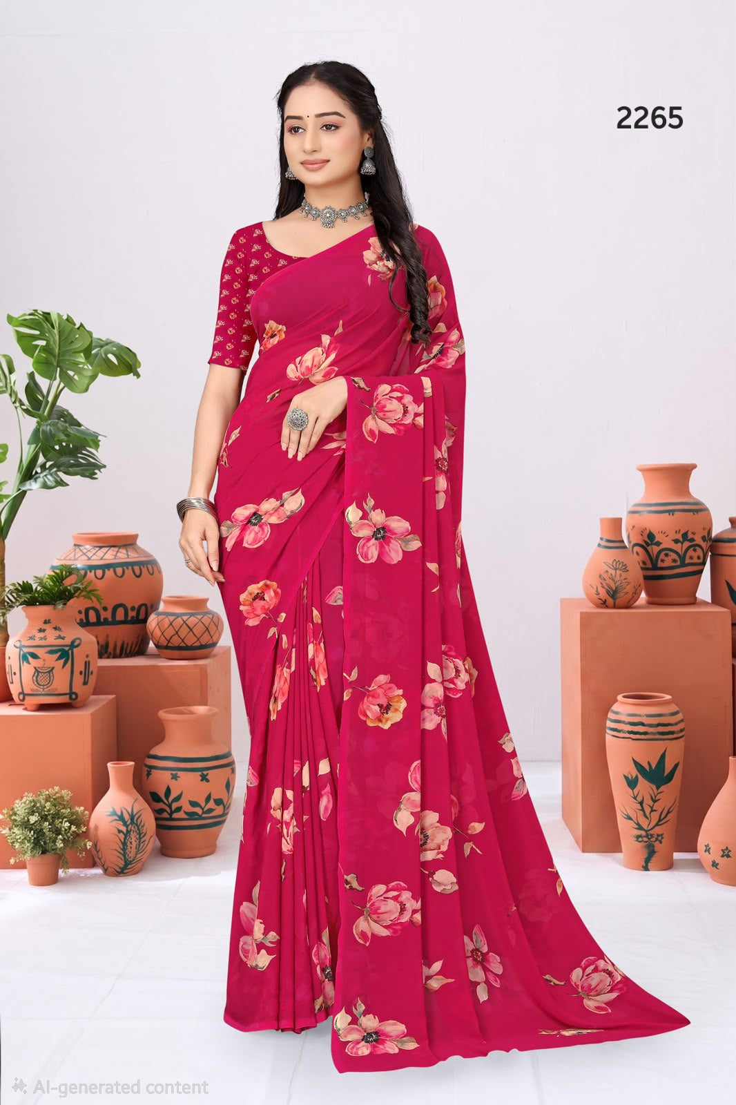 2265 Very Soft Georgette Flower Print Saree