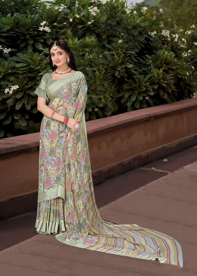 626009 हैवी जॉर्जेट डिजिटल प्रिंट साड़ी