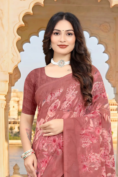 2310 Very Soft Danedar Georgette Flower Print Saree
