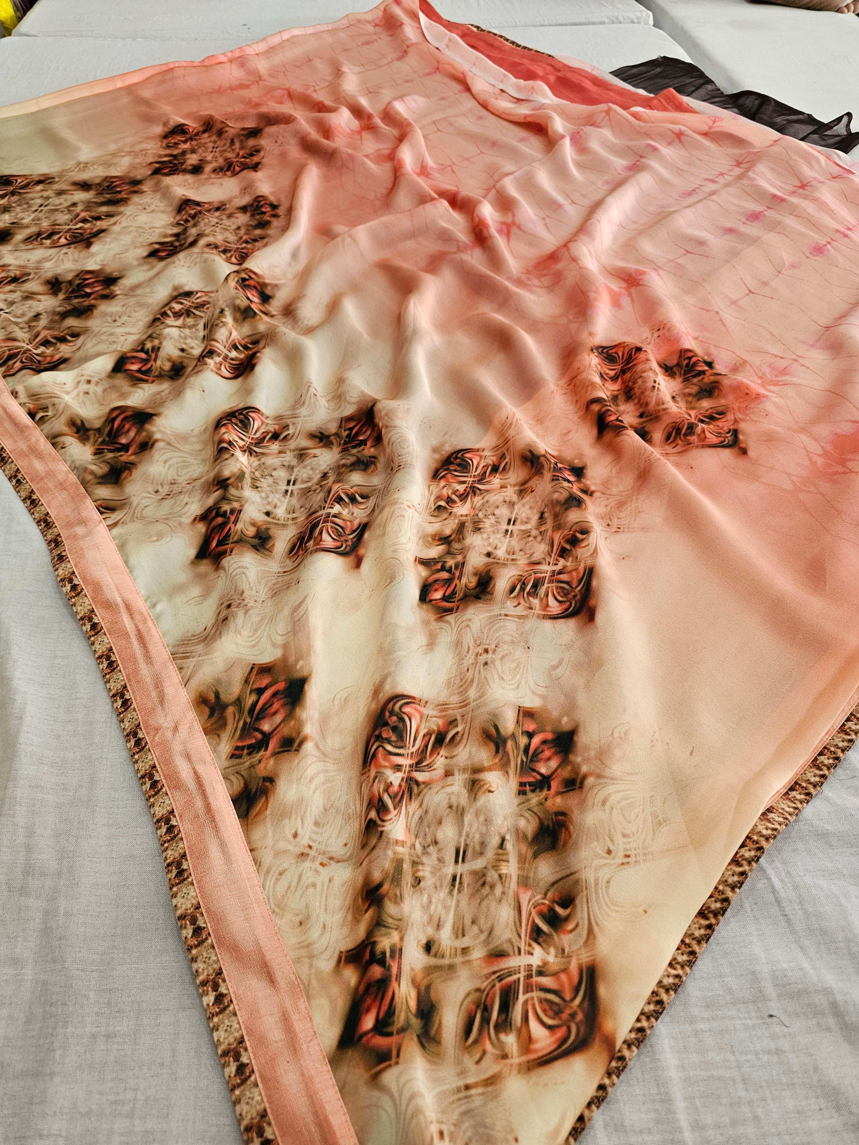 599004 Flower Print Heavy Georgette Branded Saree 467003