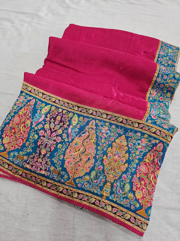 C69104 Pure Dola Silk Original Kashmiri Work Saree