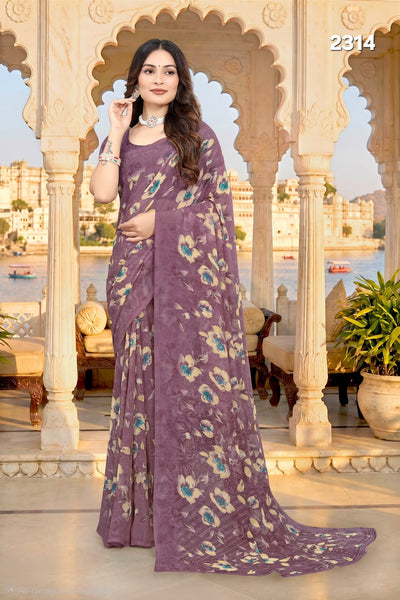 2314 Very Soft Danedar Georgette Flower Print Saree