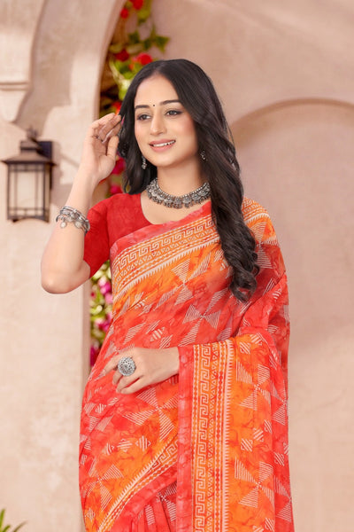 2181 Very Heavy Georgette Flower Print Saree