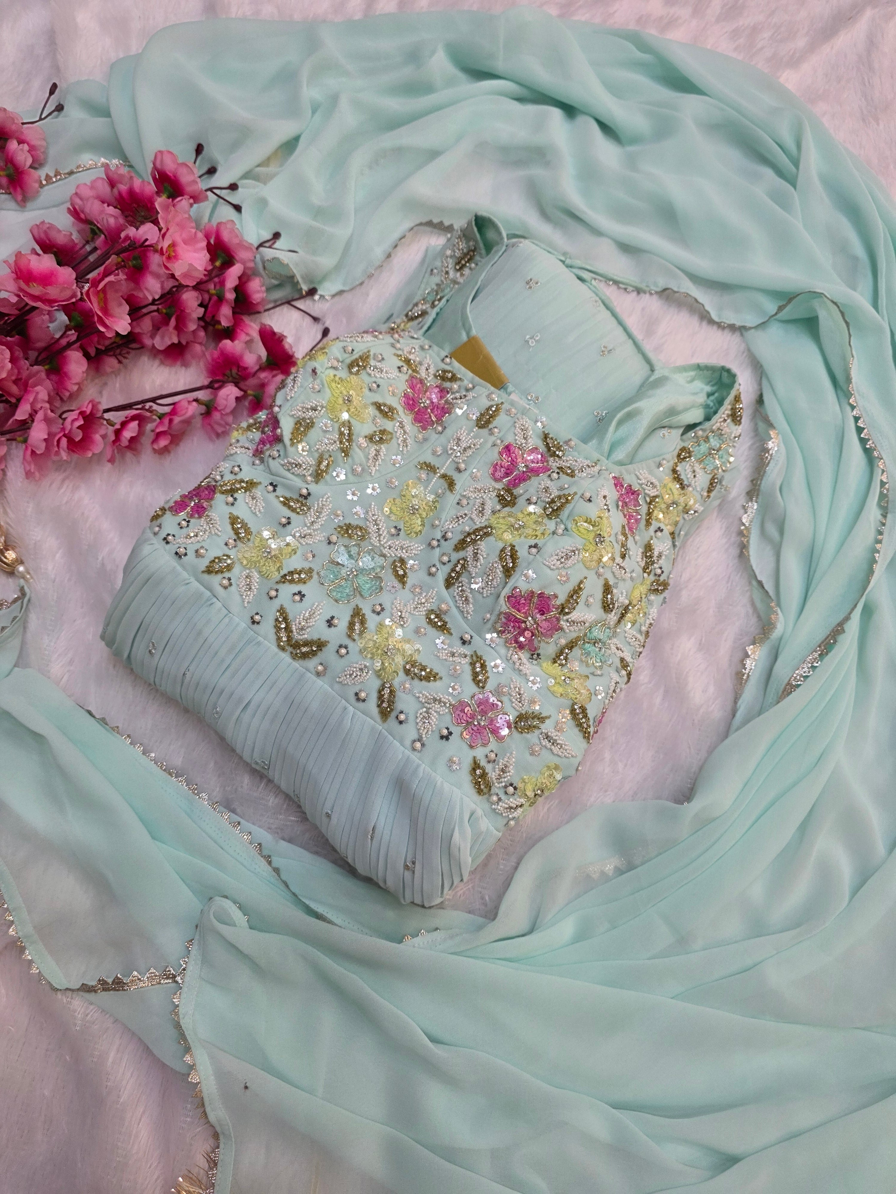 C81011 Designer Georgette Gown with Handwork on it 118002