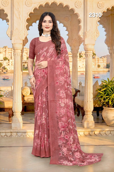 2310 Very Soft Danedar Georgette Flower Print Saree