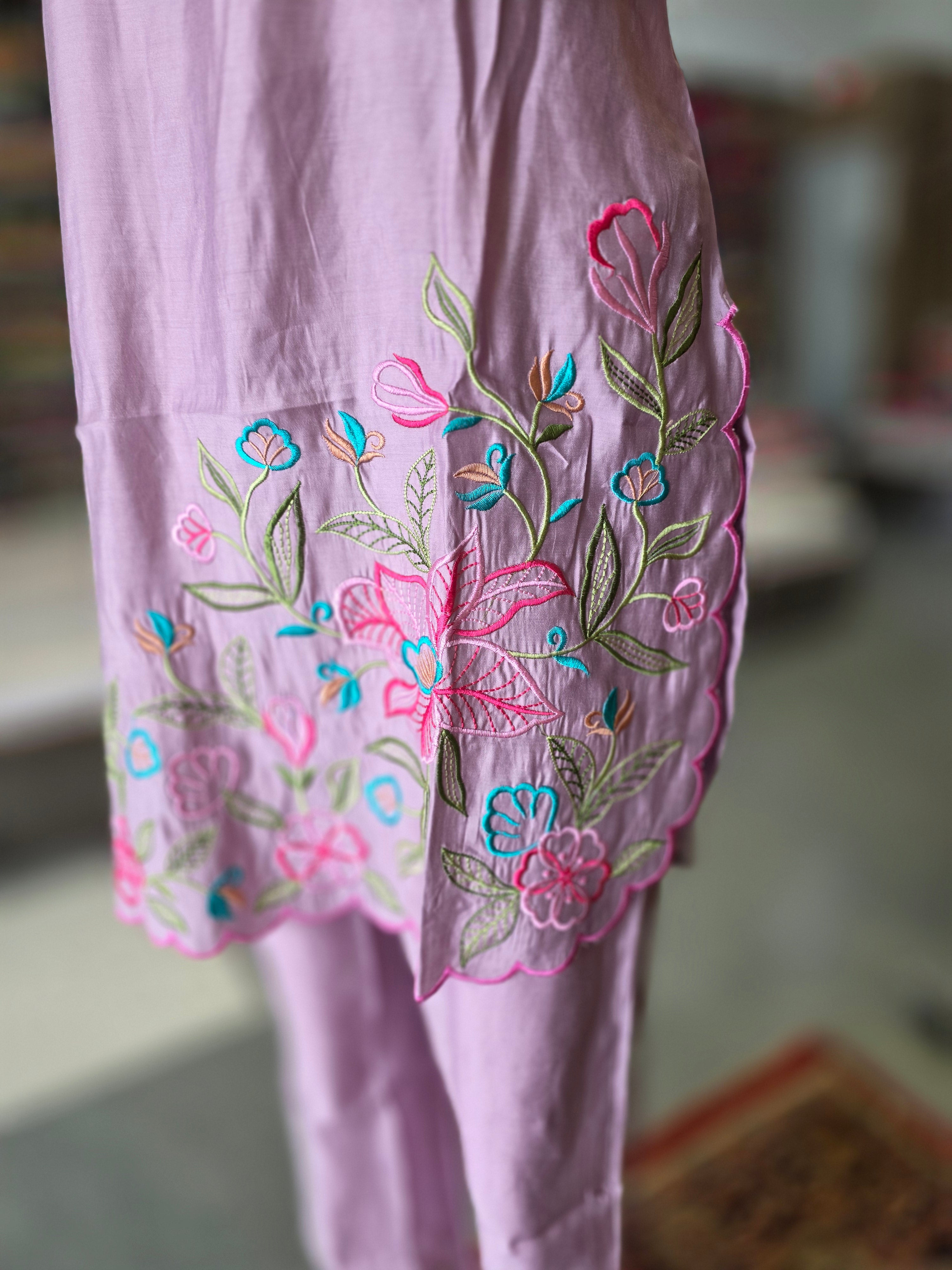 12234 Pure Soft Cotton Silk Premium Feel Co-Ord Set with Embroidery