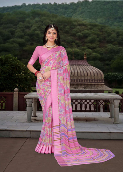 626009 हैवी जॉर्जेट डिजिटल प्रिंट साड़ी