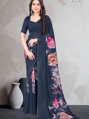 2407 Very Soft Georgette Flower Print Saree