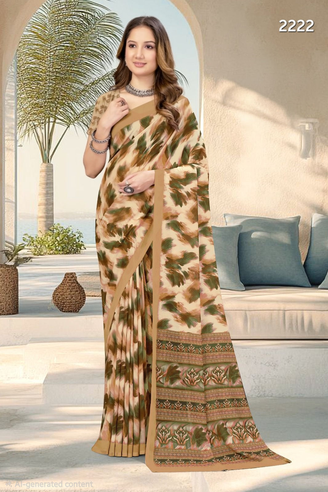 2222 Chitra Special Digital Print Georgette Crepe Saree