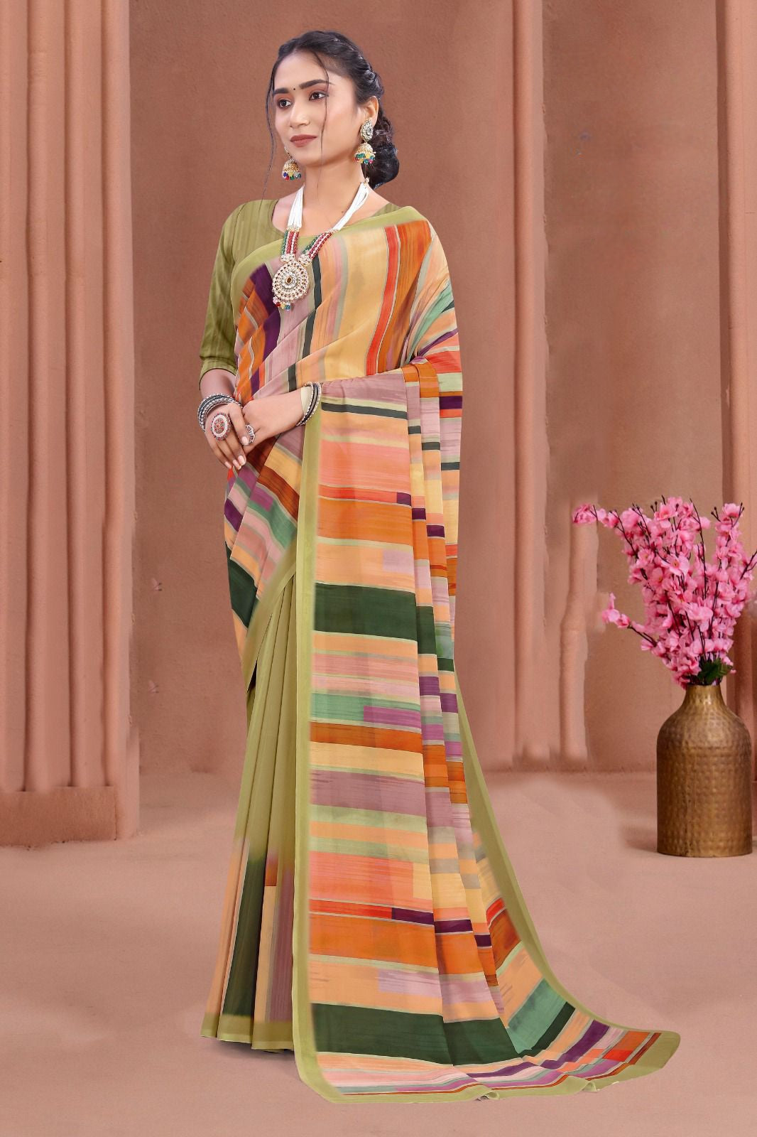 102903 Chitra Special Digital Print Georgette Crepe Saree