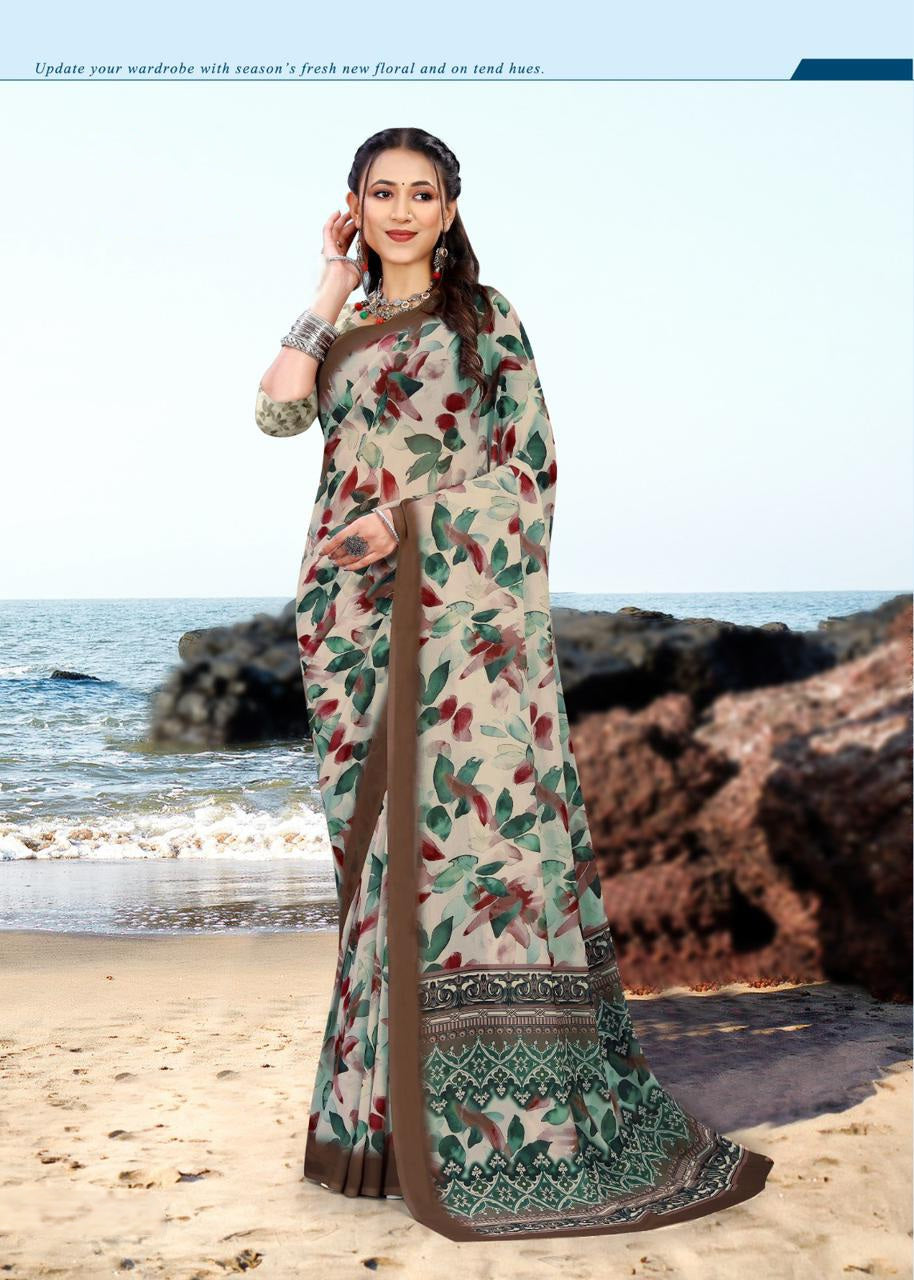 626009 हैवी जॉर्जेट डिजिटल प्रिंट साड़ी