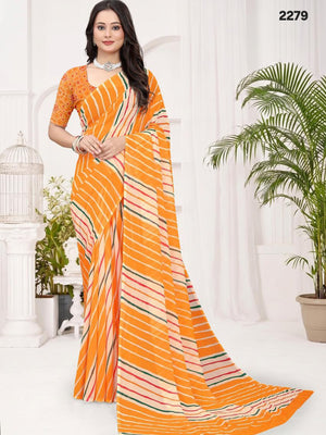 2279 Rajasthani Lehriya Orange Italian Crepe Silk Saree 2282
