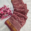 794001 Pure Maheshwari Cotton Silk Handblocked Printed Saree
