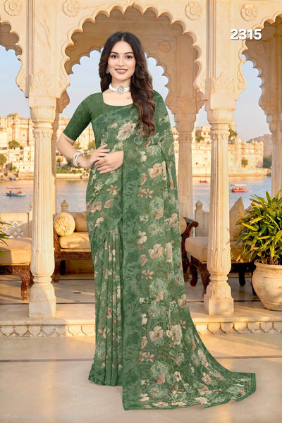 2315 Very Soft Danedar Georgette Flower Print Saree