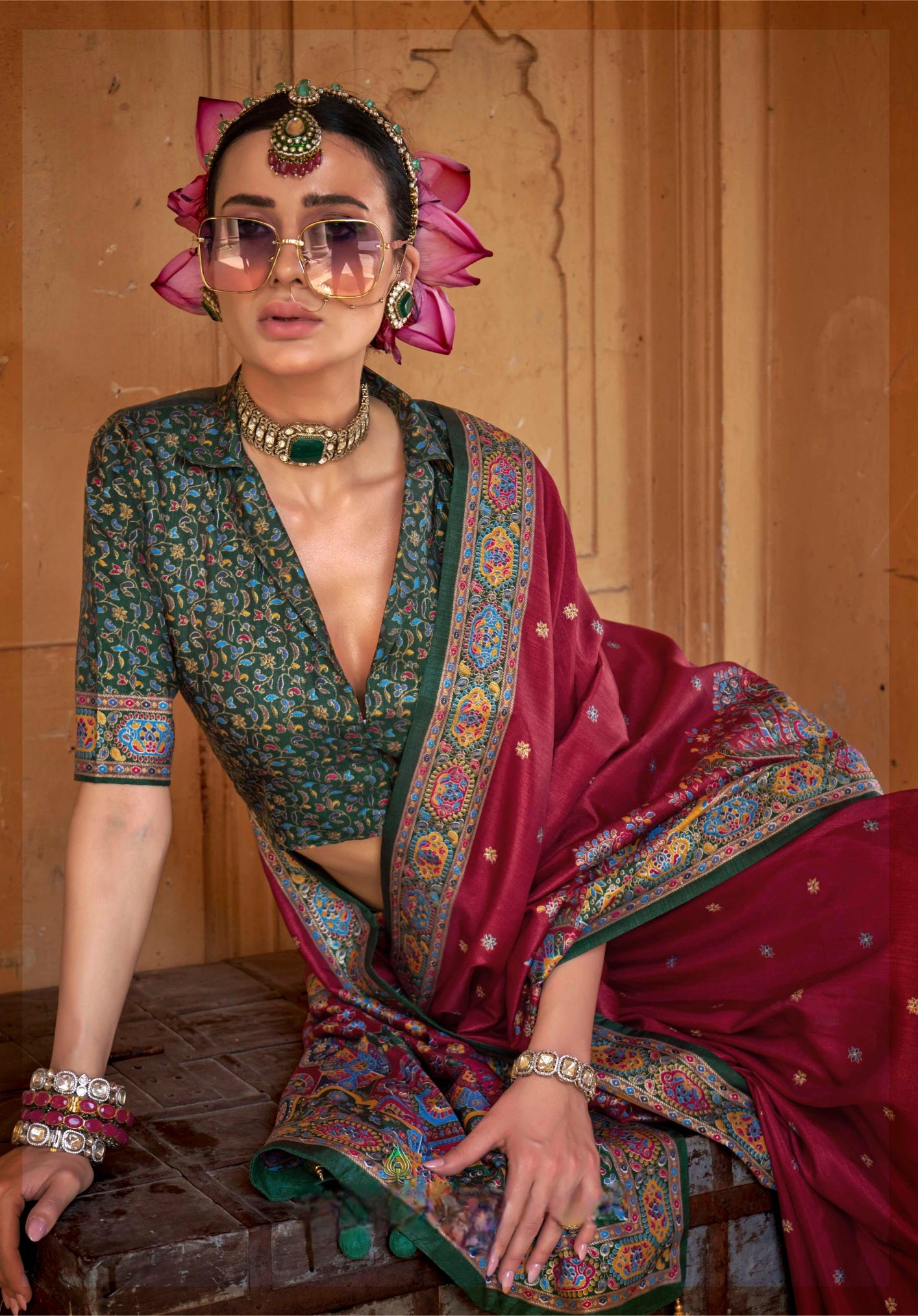 626009 हैवी जॉर्जेट डिजिटल प्रिंट साड़ी