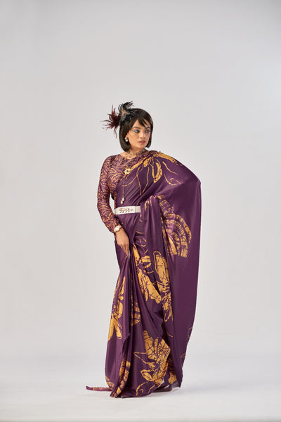 101503 Bollywood Style Digital Print Italian Crepe Silk Saree