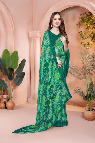 972005 Very Soft Heavy Georgette Flower Print Saree