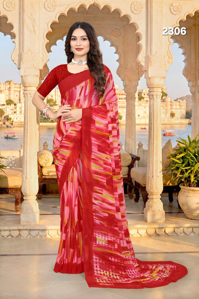 2306 Very Soft Danedar Georgette Flower Print Saree