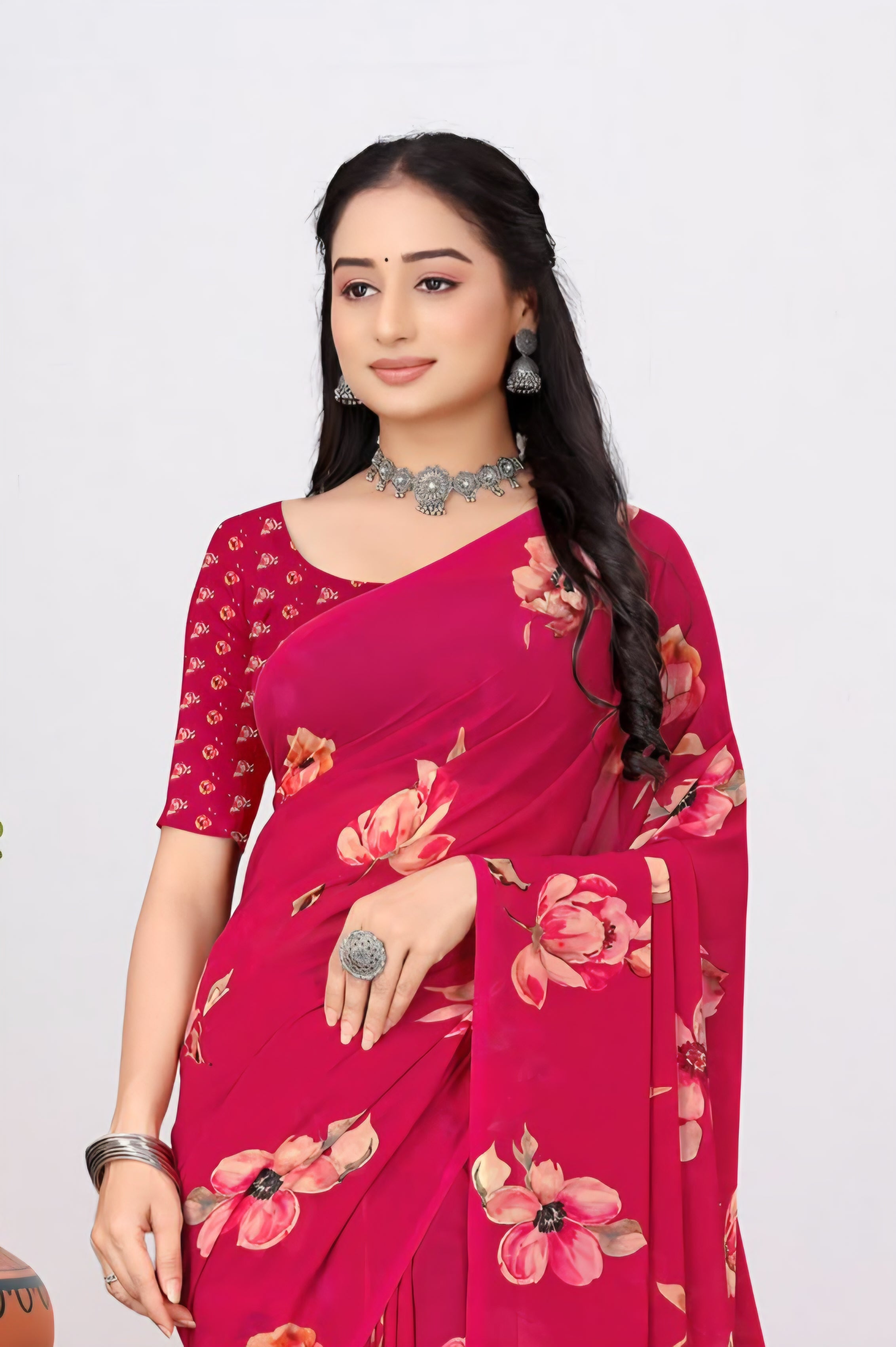 2265 Very Soft Georgette Flower Print Saree