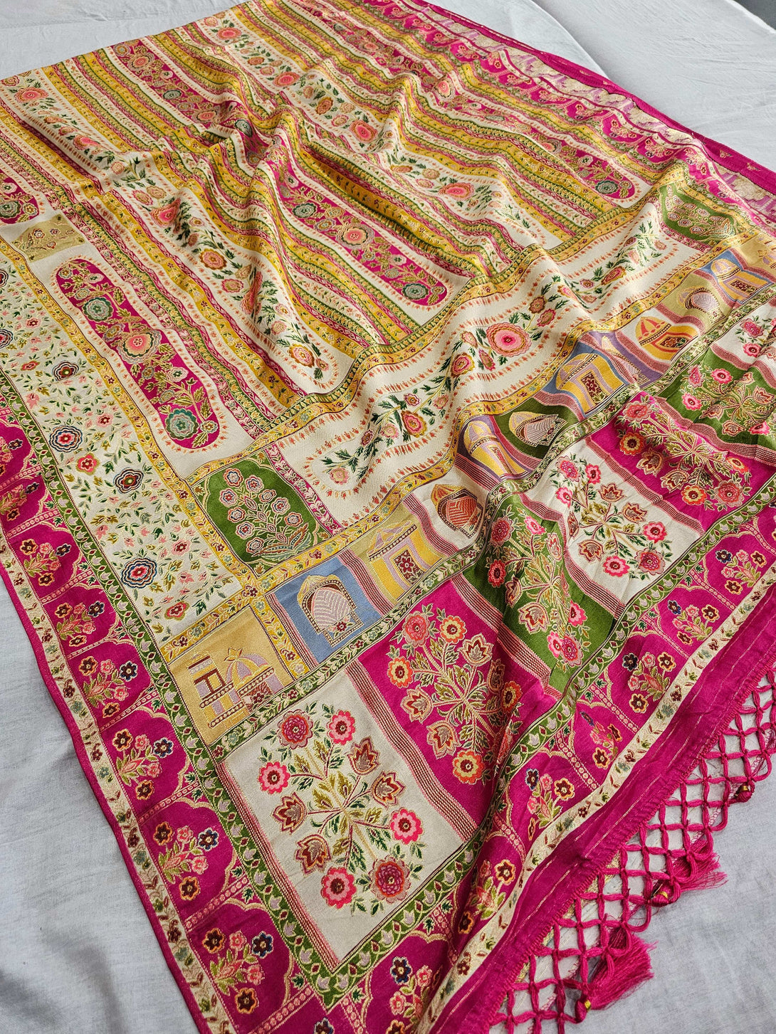 C69103 Pure Dola Silk Original Kashmiri Work Unique Saree