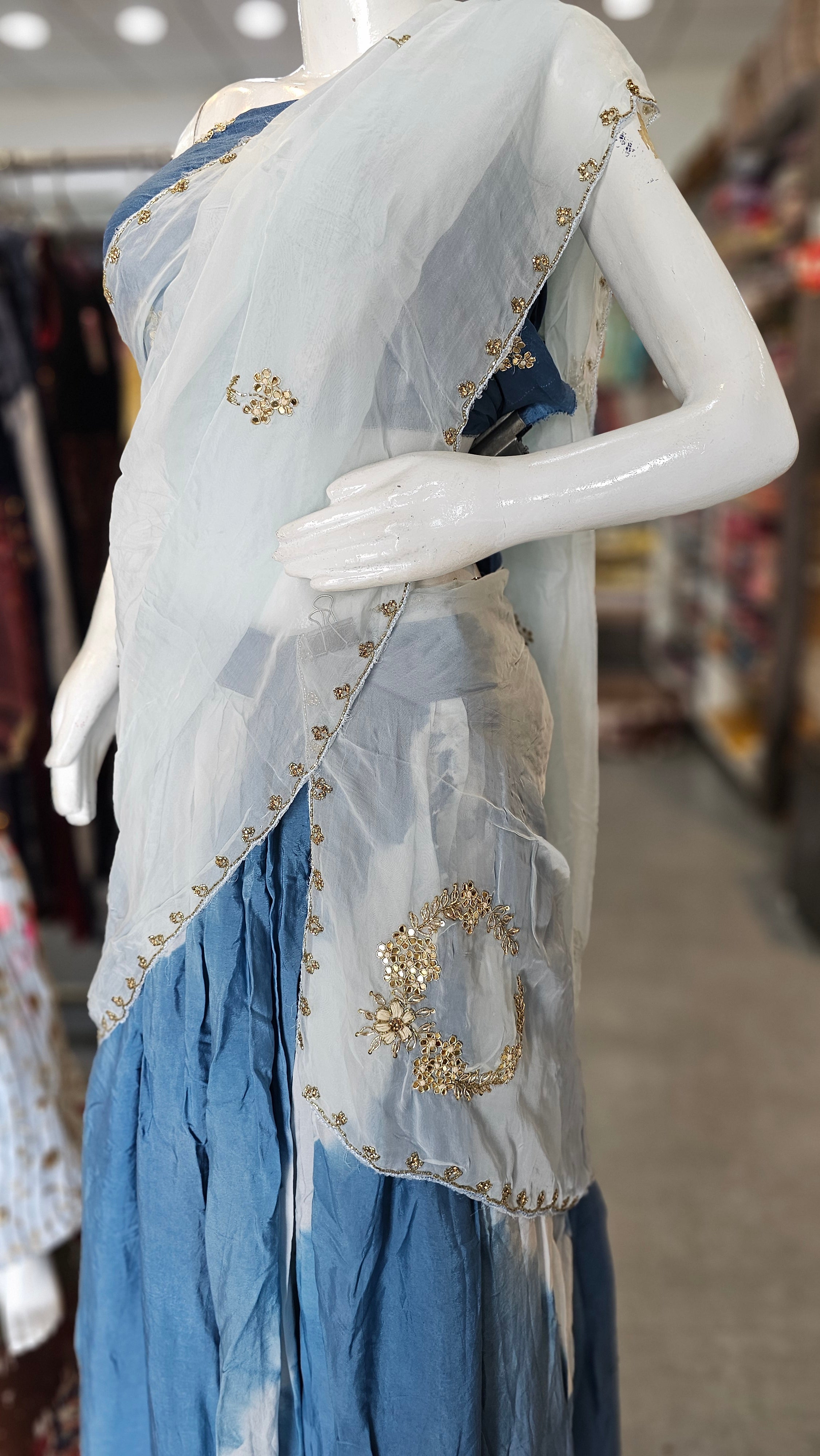 9045 Crepe Silk Hand Dye Lehenga with Pure Soft  Organza Dupatta