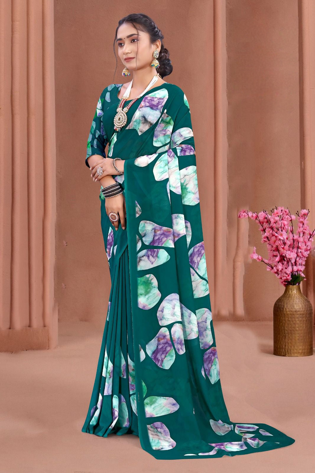 102912 Chitra Special Digital Print Georgette Crepe Saree