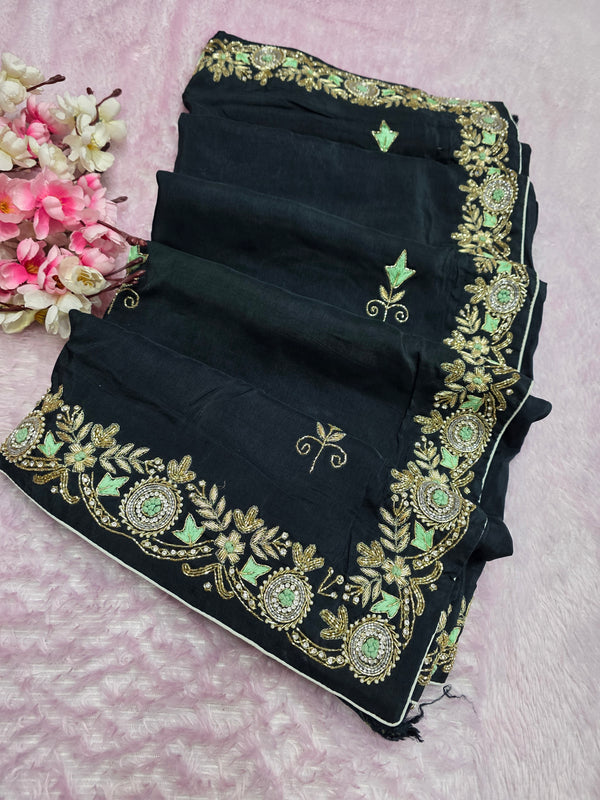 7317 Pure Russian Silk Beautiful Hand Crafted Designer Chitra Special Saree
