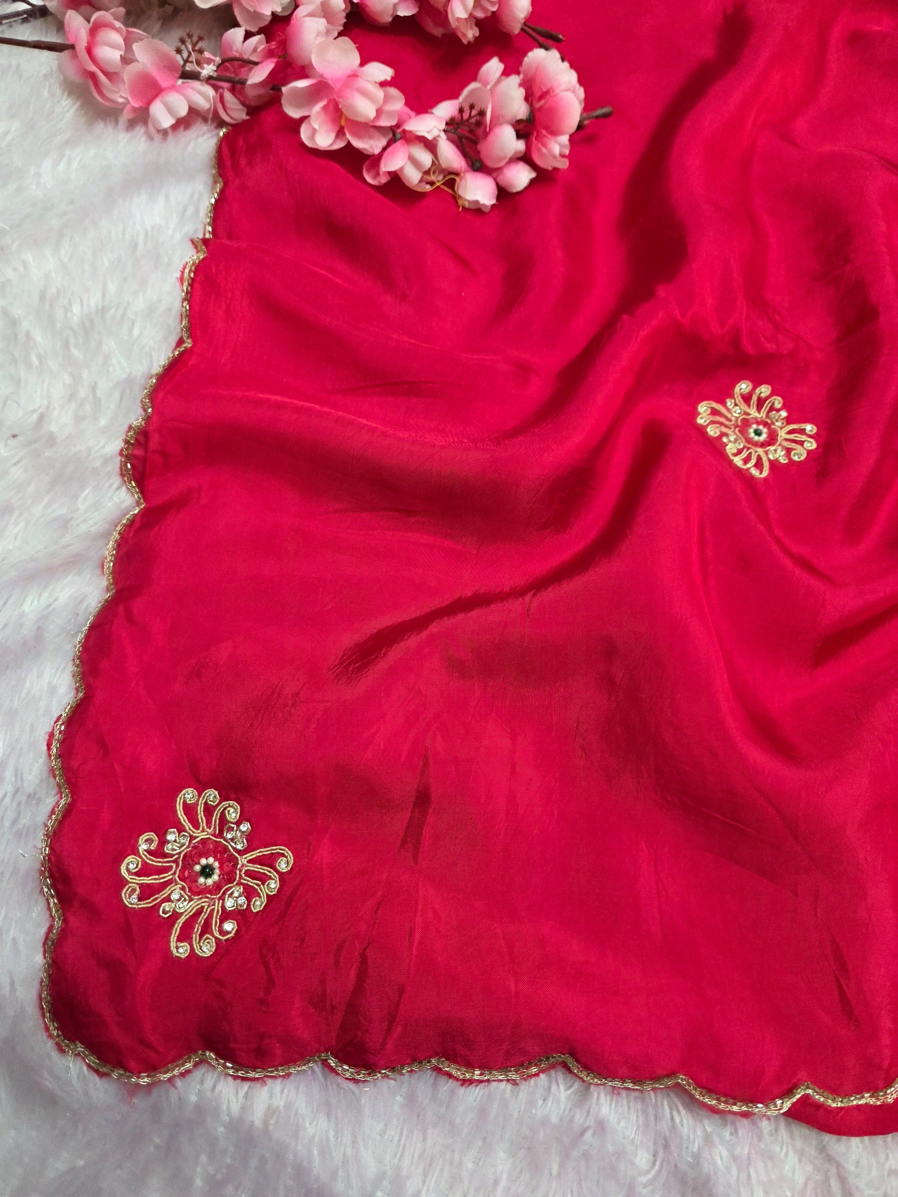 987001 Designer Pure H.O. Silk Traditional Rajasthani Saree with Hand Work Saree