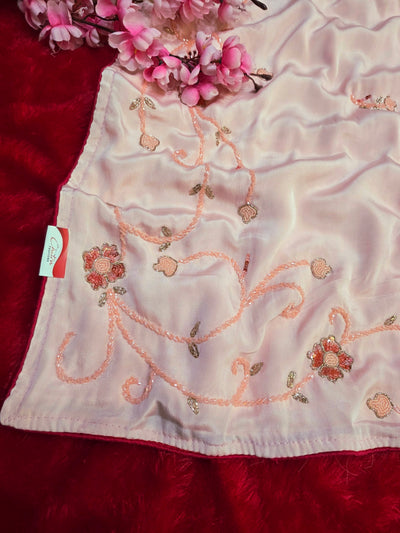 976002 Pure Crepe Silk Hand Work party Wear Saree - Pink