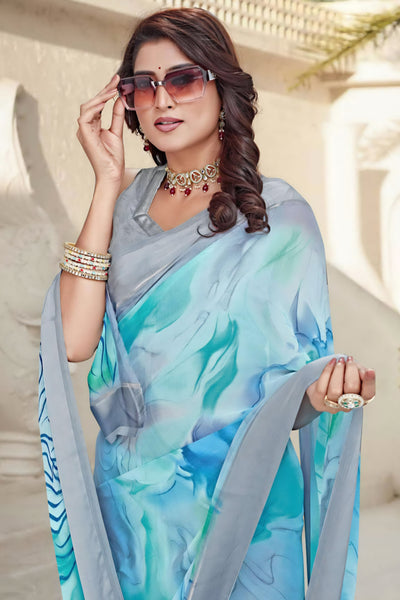 626009 हैवी जॉर्जेट डिजिटल प्रिंट साड़ी