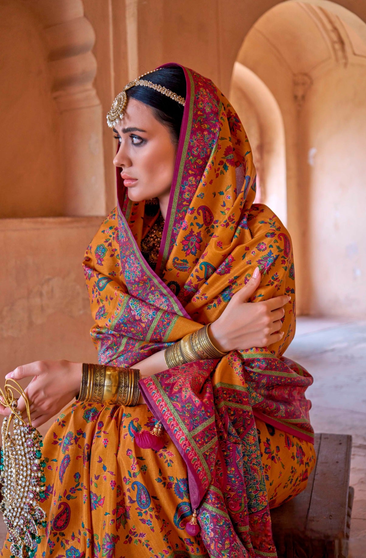 626009 हैवी जॉर्जेट डिजिटल प्रिंट साड़ी