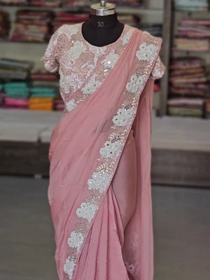 10158 Pure Organza Party Wear Saree with Designer Heavy Stitched Blouse