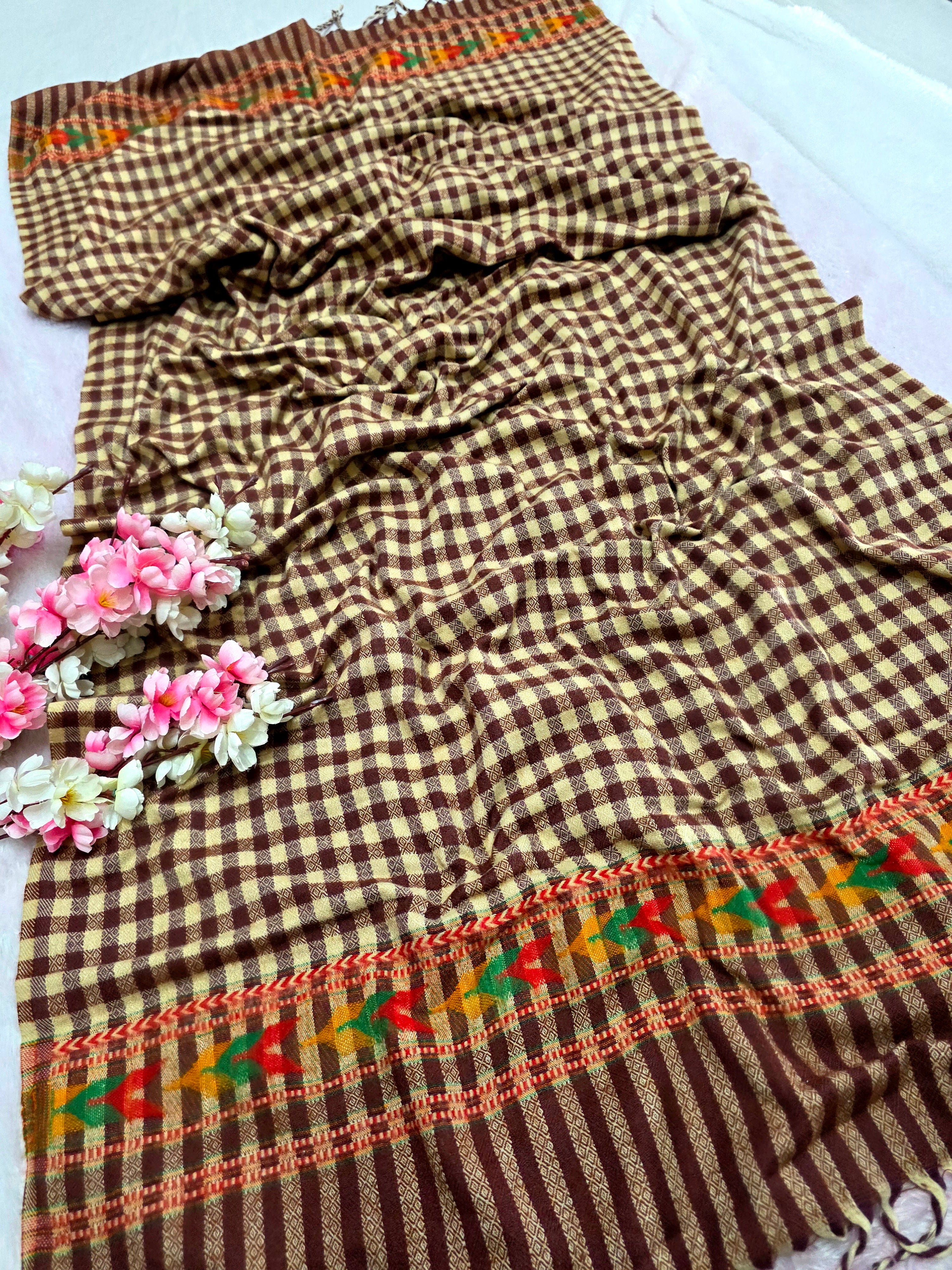 10403 Very Soft and Worm Woolen Shawl  - Brown